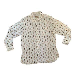 Ellen Tracy fox print button up shirt womens small animal cute print